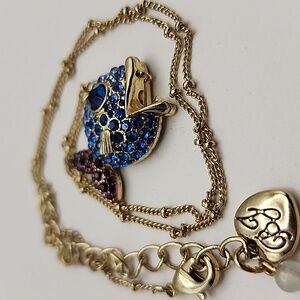 Betsey Johnson‎ Blue and Gold Fish Pendant Necklace